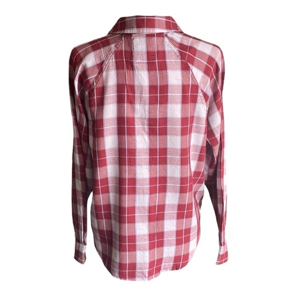 NWT-SO-MAROON AND WHITE PLAID BLOUSE-SIZE XS - Picture 3 of 7
